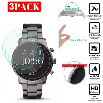$12.79 • Buy 3X Tempered Glass Screen Protector For Fossil Q Explorist HR Smart Watch - 45 Mm