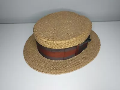 1920'S Antique STRAW BOATER'S HAT Wells & Coverly Syracuse NY Welco Club Hat • $50