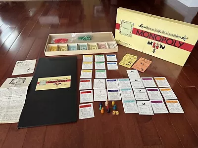 Vintage Monopoly 1946-1954 Game Yellow Box Wooden Pieces Excellent Condition • $30