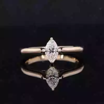 1 CTW Moissanite Marquise Solitaire Women Engagement Ring 14k Yellow Gold Plated • $73.92