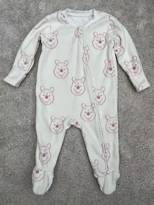 Disney At George Winnie The Pooh Cream Fleece Sleepsuit 6-9 Months • £5