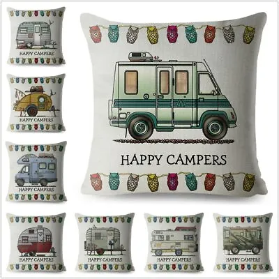 Cartoon Happy Campers Car Cushion Cover Decor Pillow Owl Pillow Case Sofa Home • $8.79