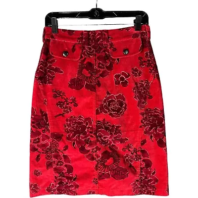 Vintage Kenzo Velvet Skirt 36 4 Women’s Floral Red • $75