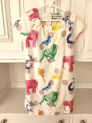 EUC Mini Boden Animal Short Sleeve Cotton Woven Dress Lined Pockets Girls 6-7 • $31