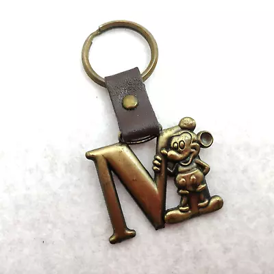 Disney Mickey Mouse Letter M Key Chain Leather Metal Vintage Keyring Taiwan • $9.99