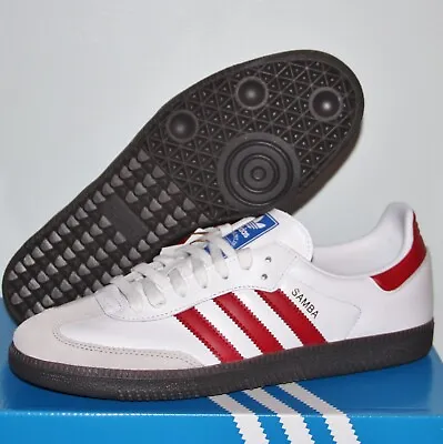Adidas Originals Samba OG Shoes Men 10.5 11 11.5 IG1025 White Scarlet Sneakers • $89.99
