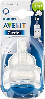 Philips Avent Baby Bottle Classic+ Teat Slow 1m+ 2Pk • $57.99