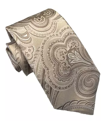 DONALD J TRUMP Signature Collection Men's Silk Neck Tie Paisley/Floral Beige • $23.95