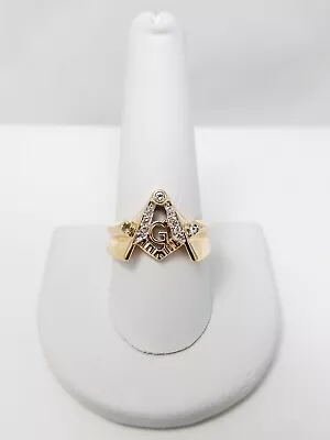 Vintage 10k Gold Diamond Masonic Men's Ring (9153) • $247