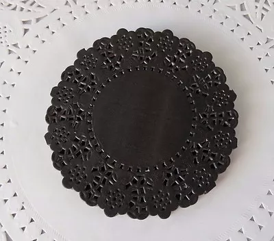 Black Round Paper Doilies 4.5  /  11.5cm Wedding Craft Scrapbooking Party Cake  • $16