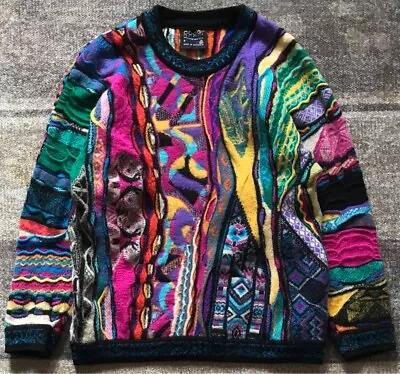 COOGI 90's Vintage Wool Knit Sweater Men Size S Multicolor Geometric Pattern • $1303.82