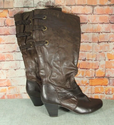 £15 • Buy Ladies Pavers Leather Brown Knee High Boots Size 40r Uk 7
