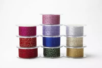 May Arts 38mm Glitter Dots On Sheer Ribbon - Price Per Metre Or By The Roll • £29.99