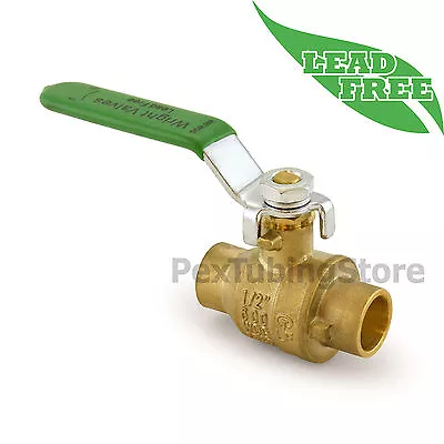 1/2  Sweat (CxC) Lead-Free Brass Ball Valve Full Port 600psi WOG • $5.25