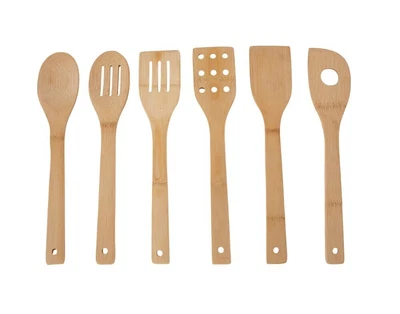 $6.70 • Buy 6pcs Wooden Bamboo Kitchen Cooking Utensils Spoons & Spatula Food Mixer Mixing
