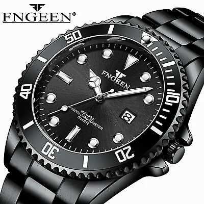 $13.99 • Buy FNGEEN Luxury Men's Diver Watch Stainless Steel Date Analog Quartz Wrist Watches