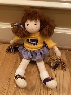 Russ Berrie Vintage Cheerleader Doll Go Team Girl Gift Vtg Brown Hair Cheer Yarn • $9.99