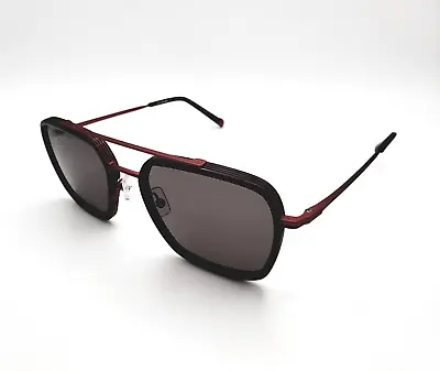 New Morel RED Hugh NR16 Pilot Shiny Black Red 54-21-145 Sunglasses Authentic • $134