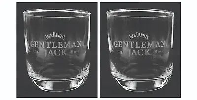 JACK DANIELS GENTLEMAN JACK WHISKEY  2 X ROUND ROCKBASED GLASSES BNWOB MAN CAVE • $39.99