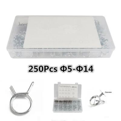 $24.20 • Buy 250Pcs Stainless Spring Clip Vacuum Fuel Oil Hose Line Air Tube Band Clamp Kit