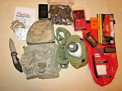 LOT KERSHAW Knife Vintage Canteen Molle Bag Fishing Fire Starters Mountain Man • $85