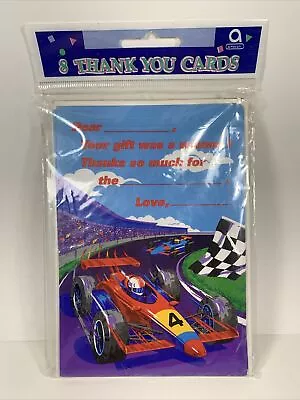 Vintage Kid's Party Thank You For Gift Cards Set Race Car Theme Amscan New • $12.95