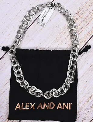 NEW NWT Alex And Ani Chain Twist Magnetic 15  Necklace Silver W/ Pouch • $19.79
