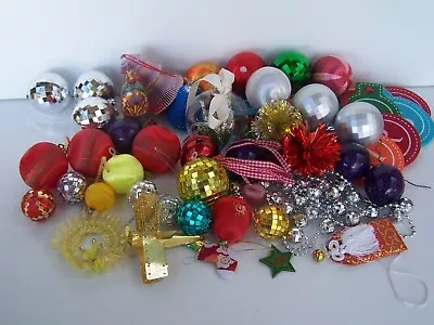 Christmas Decorations Bulk Retro Vintage Baubles Disco Beads Faux Silk Balls • $32