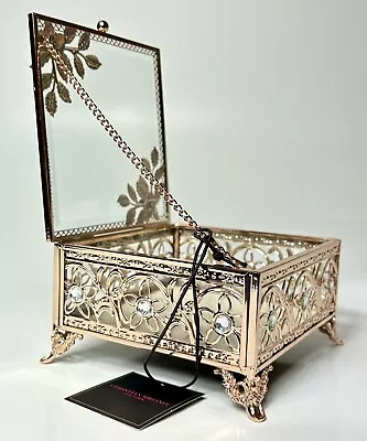 Christian Siriano Rose Gold Metal/ Glass Jewelry Box/ Victorian Style/ Modern • $38.40