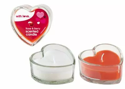 Red Or White Glass Heart Shaped Candle Mother's Day Gift • £4.95