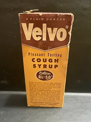 Vtg Velvo Cough Syrup W/ Original Box & Paperwork ~ 4 Oz ~ Chattanooga Tennessee • $27