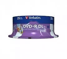 Verbatim DVD+R DL 8.5GB 25Pk White Wide Inkjet 8x 43667 • $74.10