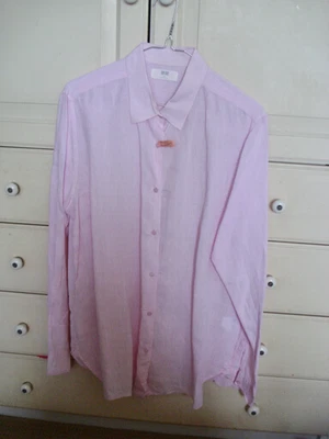 $20 • Buy UNIQLO Basic Pale Pink Fine Linen Women's Shirt Blouse Size XL Mint Condition
