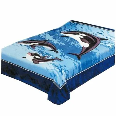 Solaron Blanket Throw Thick Ultra Fine Polyester Mink Plush Whales Heavy Weight • $74.99