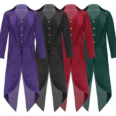 TiaoBug Kids Boys Medieval Vintage Tailcoat Jacket Steampunk Halloween Coats • $8.49