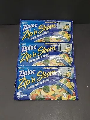 Ziploc Zip N Steam Microwave Bags 3 Packs Of 10 30 Total Bags Zip And Steam • £50.35
