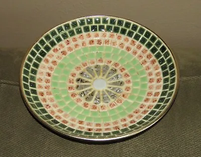 MCM Vintage Mosaic Tile Mid Century Round Ashtray Trinket Ring Dish Bowl 8 1/2' • $6