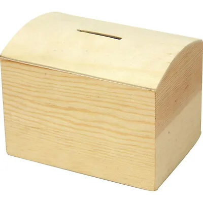 Decorate Your Own Wooden Money Box Chest With Bottom Plug Piggy Bank To Paint • £5.99