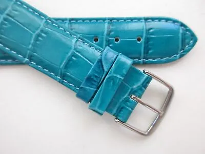 Turquoise Blue 20 MM Leather Alligator Print Watch Band • $18.99