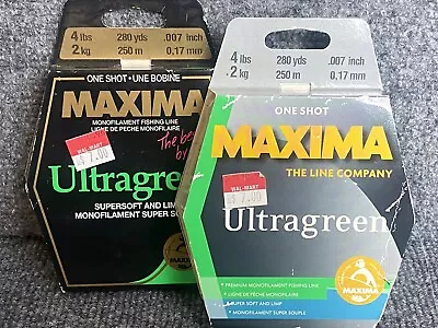 Maxima Ultragreen Monofilament Fishing Line 4 Lbs 280 Yds Old Stock (Lot Of 2) • $16