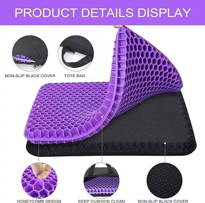 Gel Seat Cushion For Long Sitting Super Large & Thick Soft & Breathable 2 Covers • $29.99