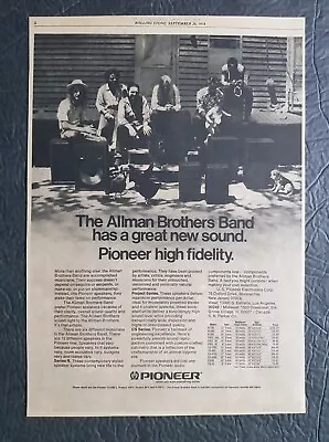 The Allman Brothers For Pioneer Speakers Promo Print Advertisement Vintage 1974 • $12.22