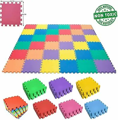 Baby Crawling Puzzle Mat Soft Multi Color EVA Foam Kids Play Carpet Home Floors • £11.99