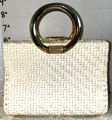 Vintage RODO Straw Woven ITALY Purse Bag W/Metal Handles {T} • $30