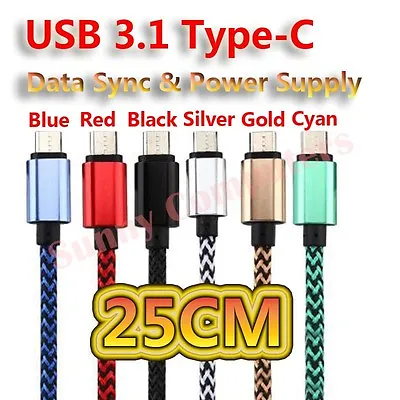 25cm Braided USB 3.1 Type-C USB-C Adapter Cable For Samsung Galaxy Book 12  AU • $20.12