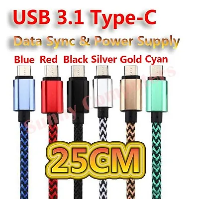 25cm Braided USB Type-C Adapter Cable Data Charger For Sony Xperia XZ1 Compact • $9.20