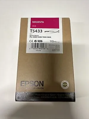 EXPIRED NIB Epson Genuine 110ml Ink T5433 (Magenta) Stylus 4000/4400/7600/9600 • $37.99