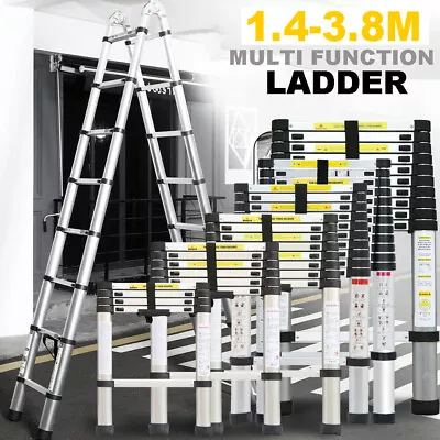 Multi-Purpose Folding Telescopic Ladder Portable Aluminium Extendable Loft Step • £43.97