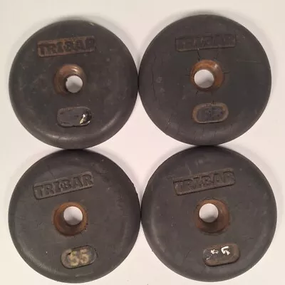 4x  End Caps For Pro Style Dumbbells Tribar Vintage Used Rubber Black Weights  • $39.99