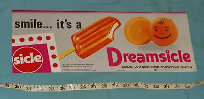 Vintage DREAMSICLE Ice Cream Bars Retail Advertising Paper Sign Poster • $20